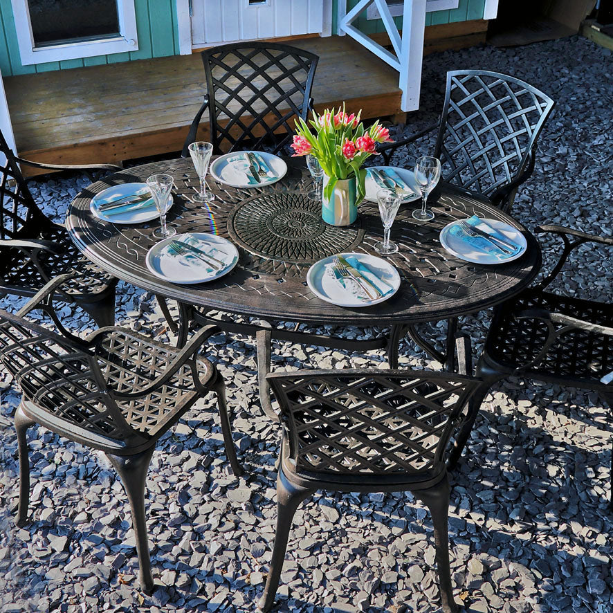 Emily Table 6 Seater Set - Antique Bronze