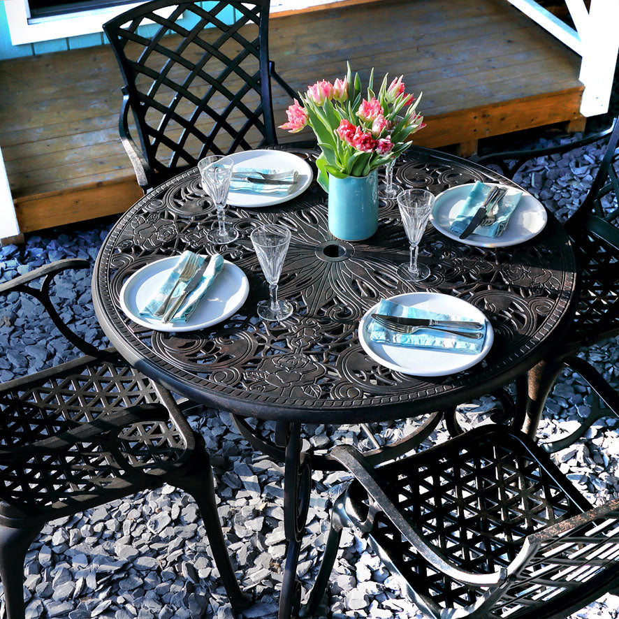 Flora Table 4 Seater Set - Antique Bronze