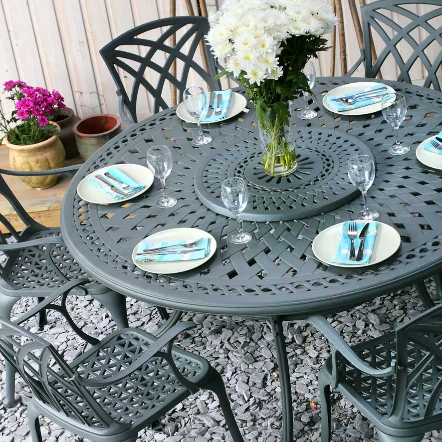 Frances Table 8 Seater Set - Slate