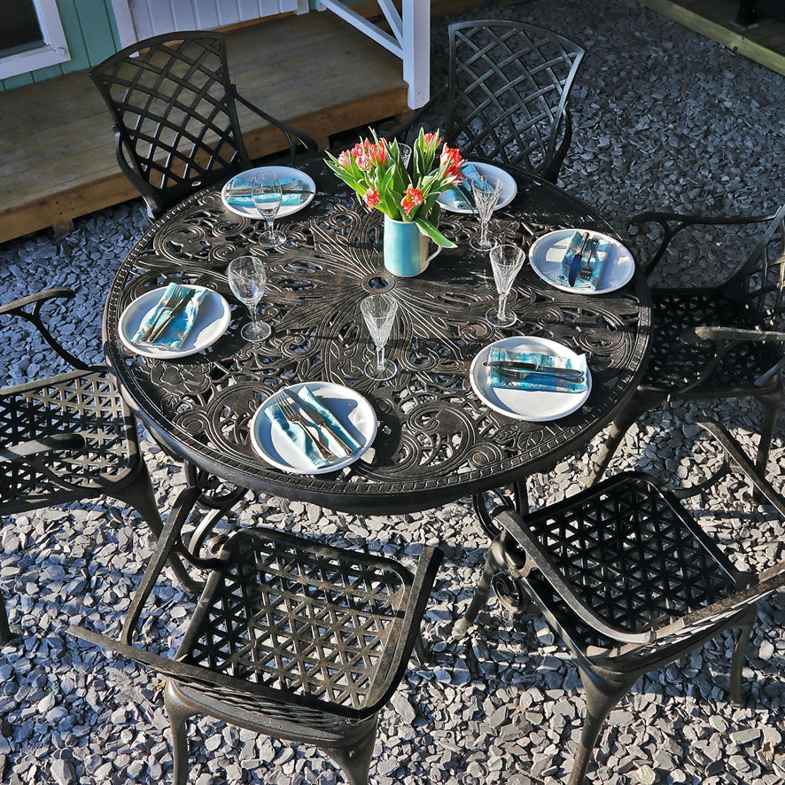 Joyce Table 6 Seater Set - Antique Bronze