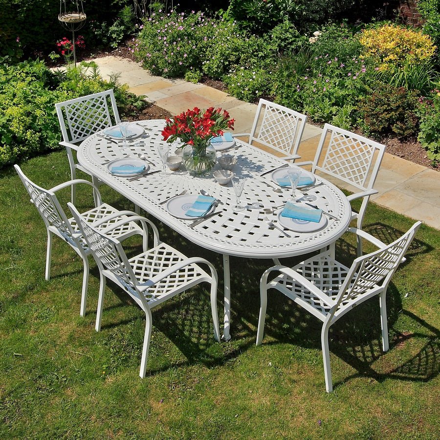 Catherine Table 8 Seater Set - White