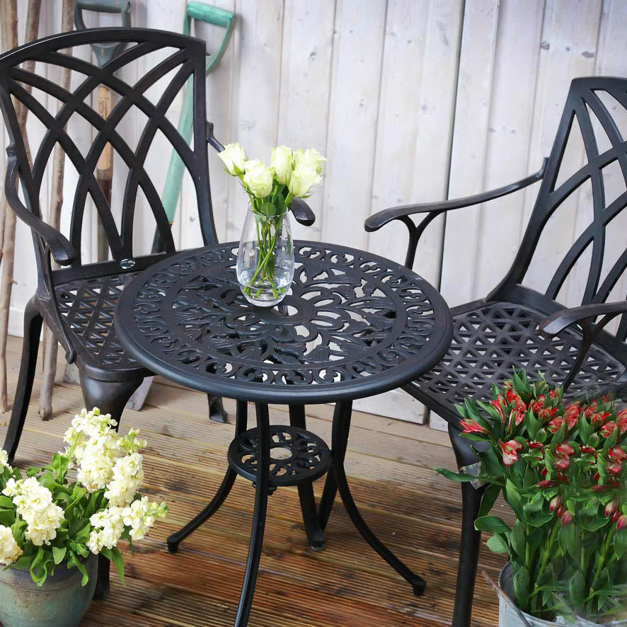 Tulip Bistro Table 2 Seater Set - Antique Bronze