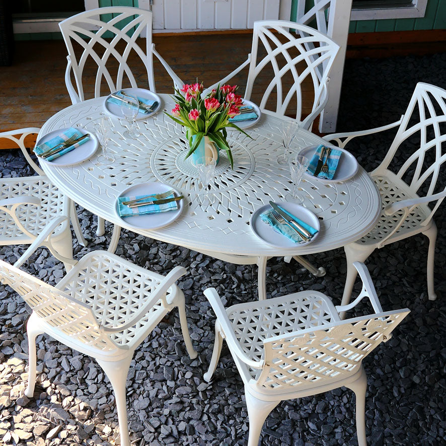 Emily Table 6 Seater Set - White