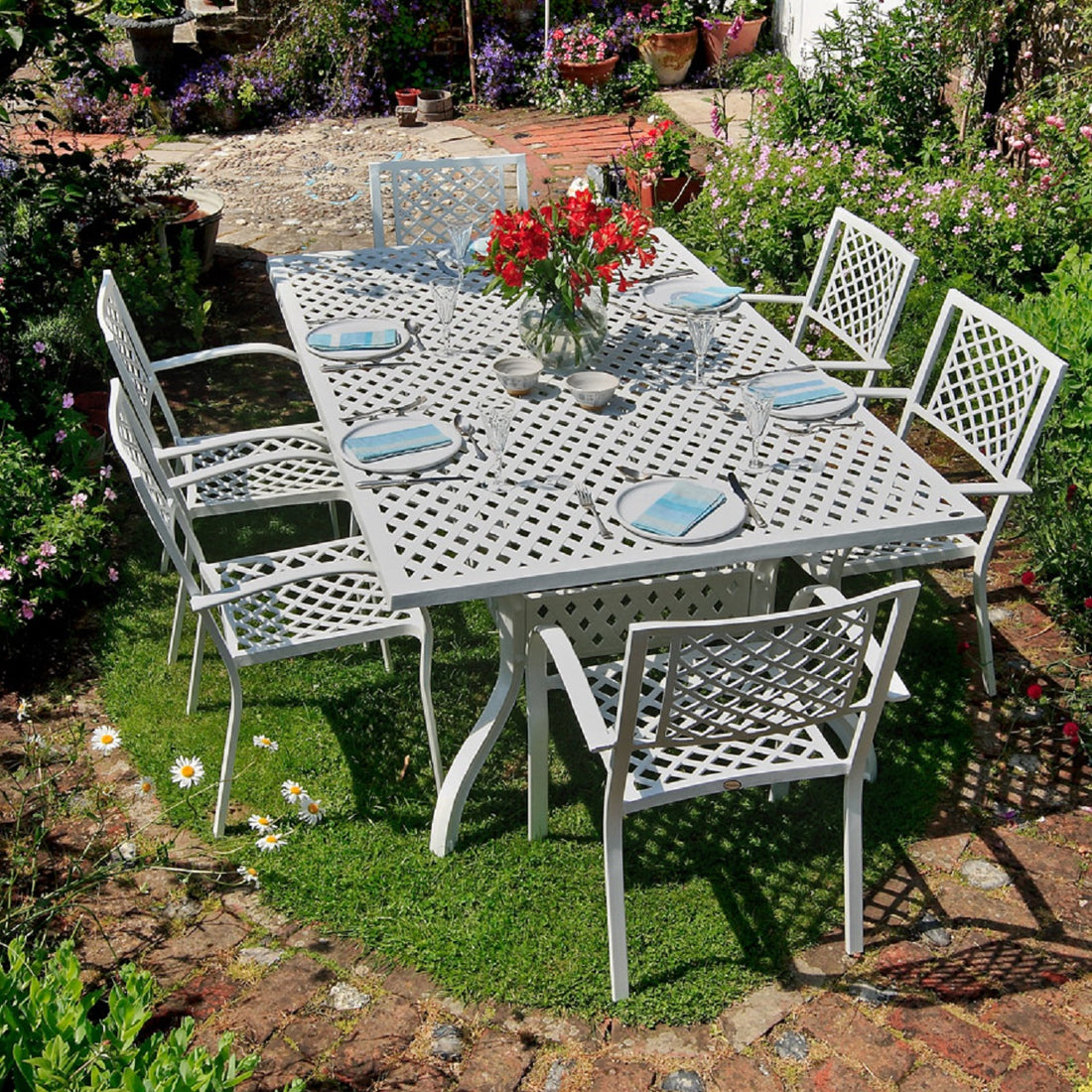 Sophia Table 6 Seater Set - White