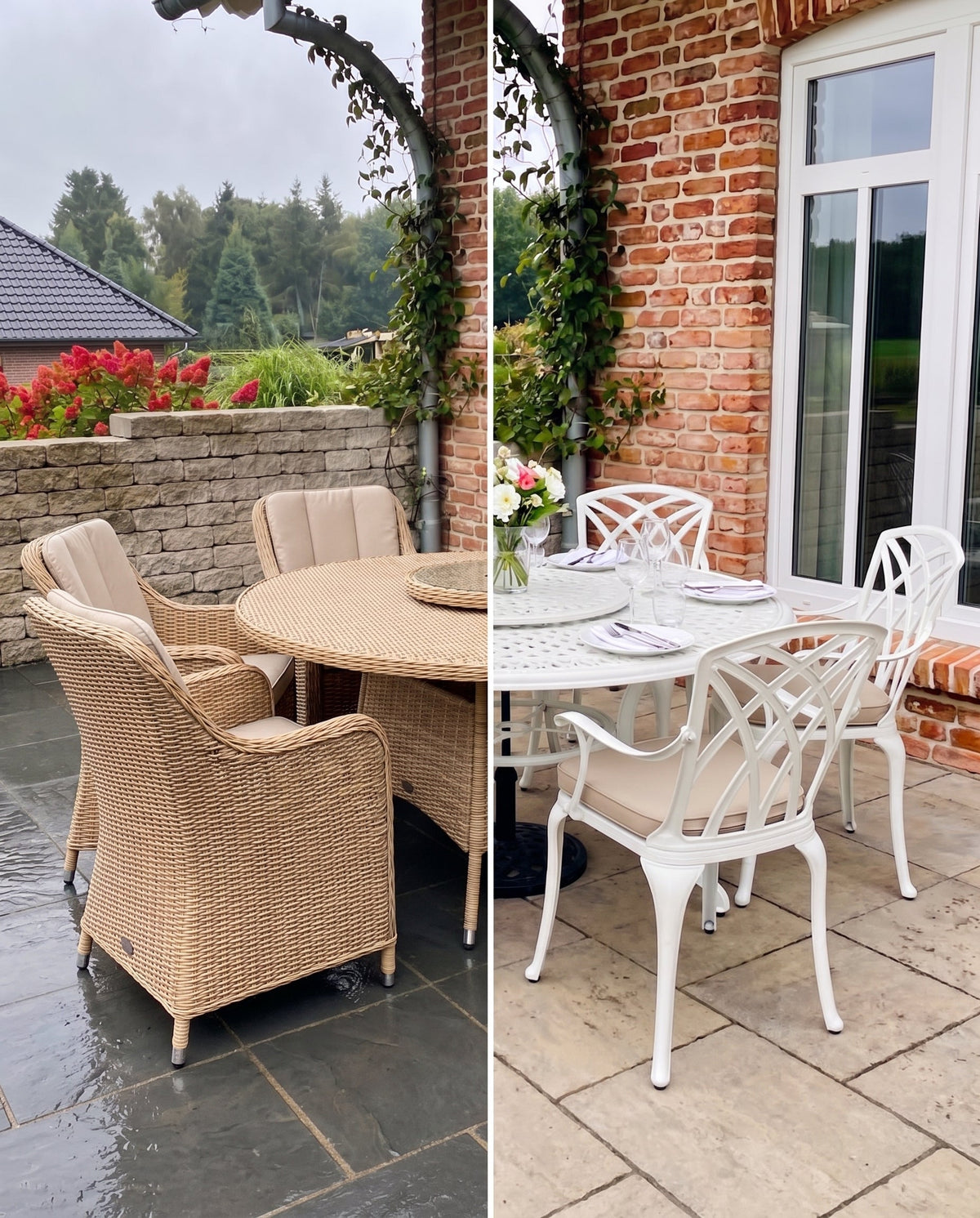 rattan and metal garden furniure comparison