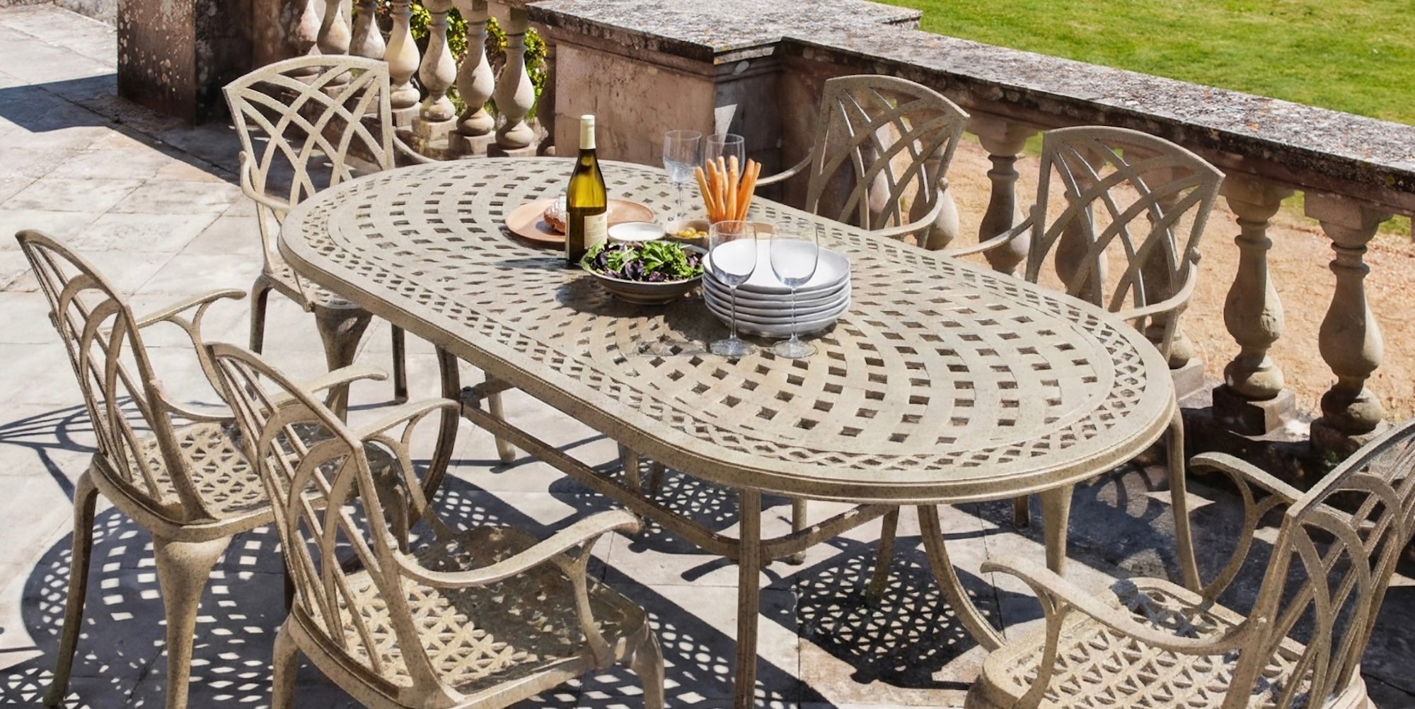 Transform your outdoor space this summer with sandstone metal dining sets