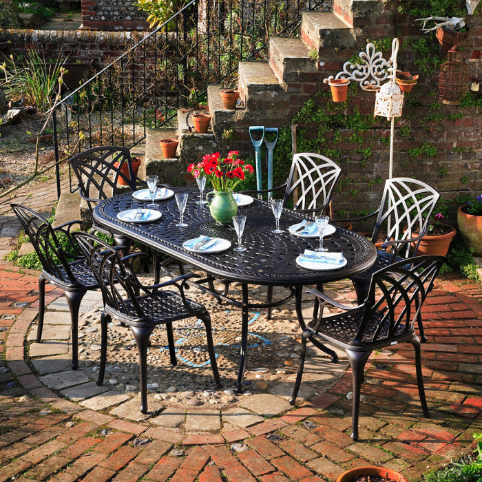 Catherine Table 6 Seater Set - Antique Bronze