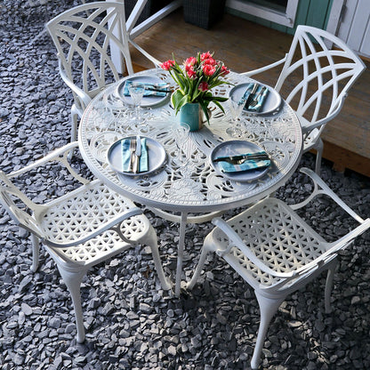 Flora Table 4 Seater Set - White