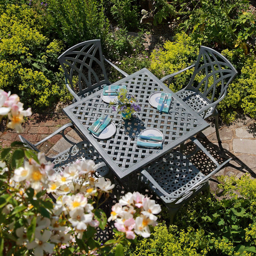 Lucy Table 4 Seater Set - Slate Grey