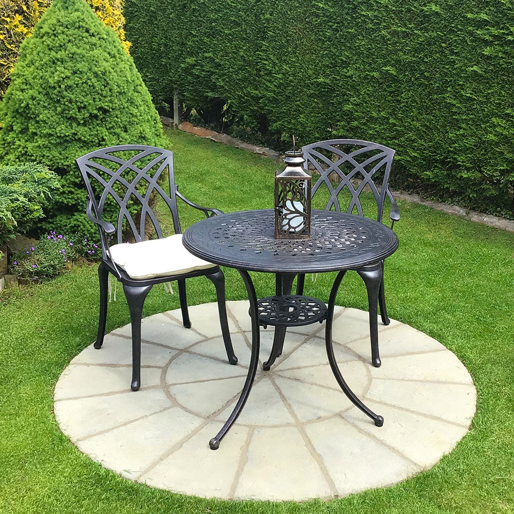 Anna Small Garden Patio Table Chairs Set Bronze Lazy Susan