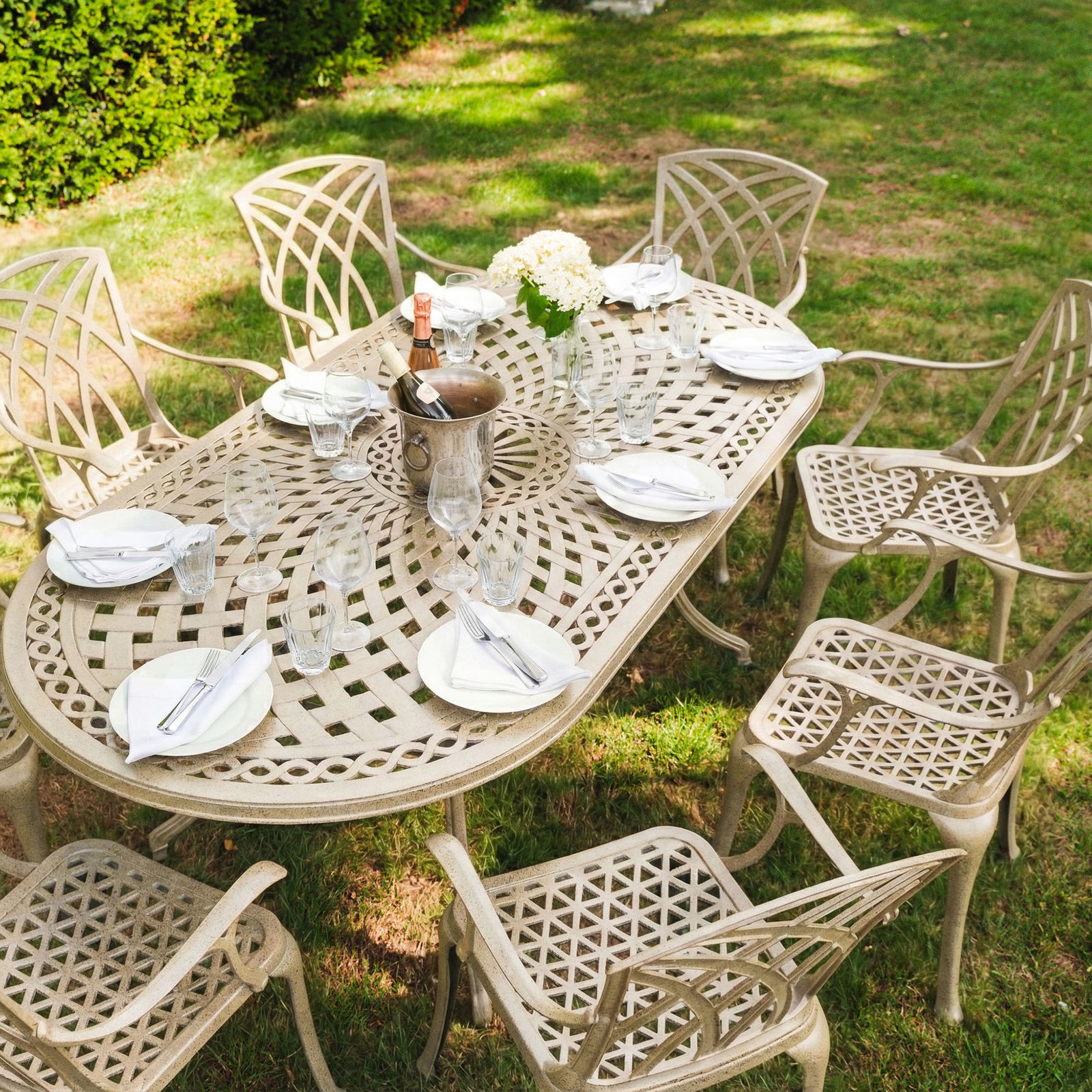 Catherine Table 8 Seater Set - Sandstone