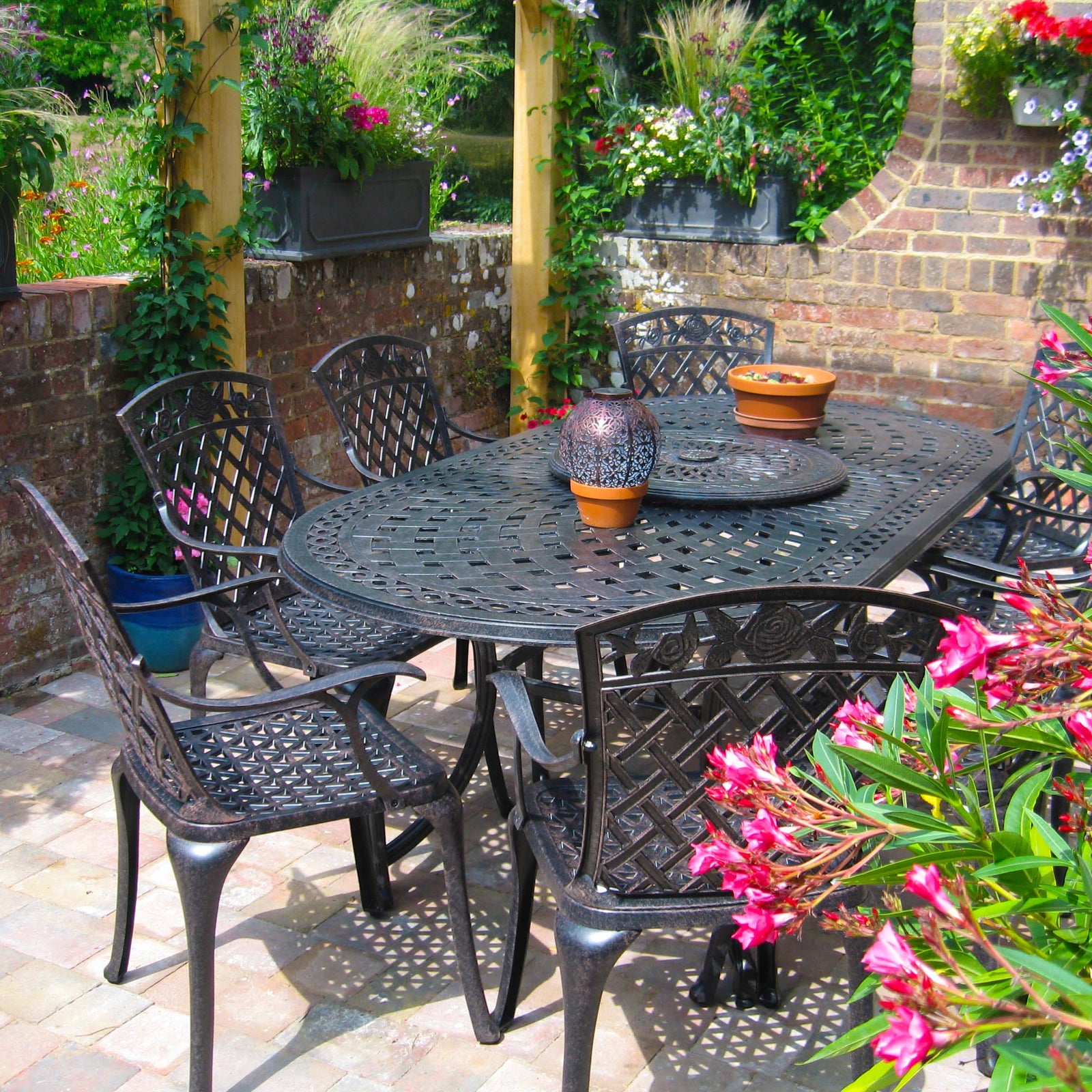 Catherine Table 6 Seater Set - Antique Bronze