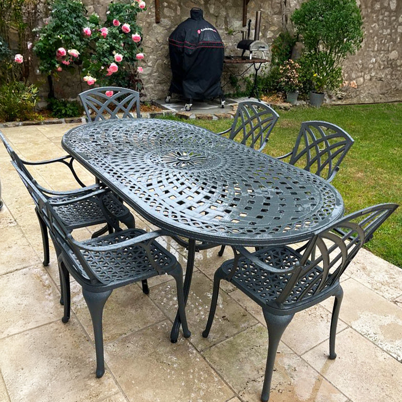 Catherine Table 6 Seater Set - Slate