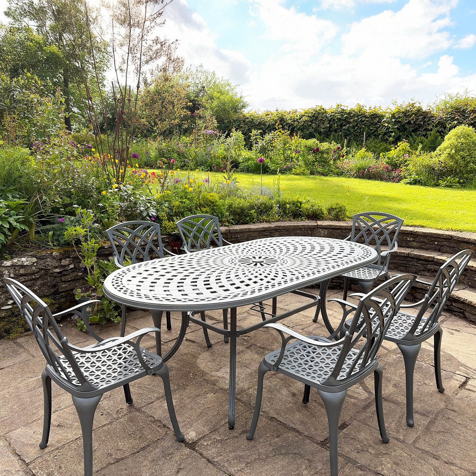 Catherine Table 6 Seater Set - Slate