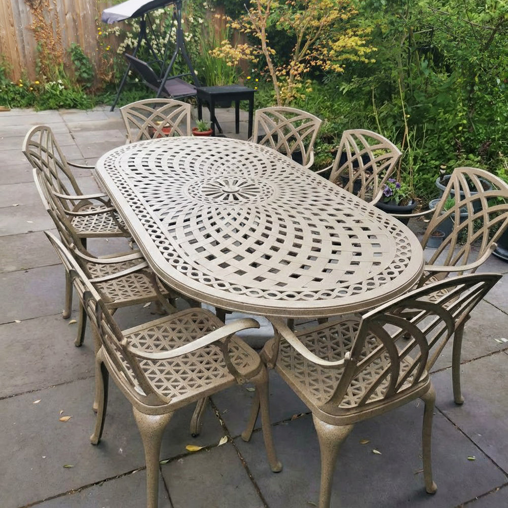 Catherine Table 8 Seater Set - Sandstone