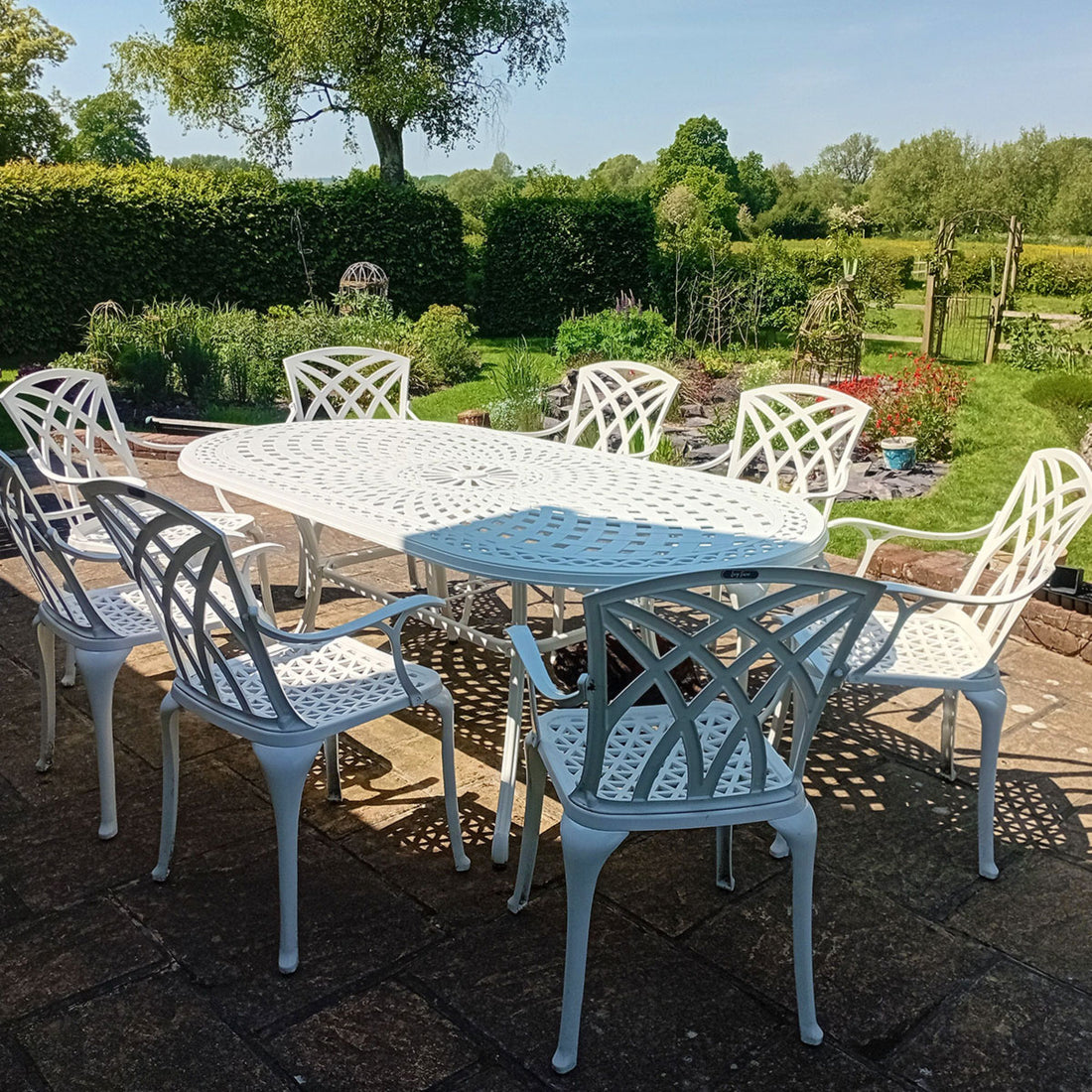 Catherine Table 8 Seater Set - White