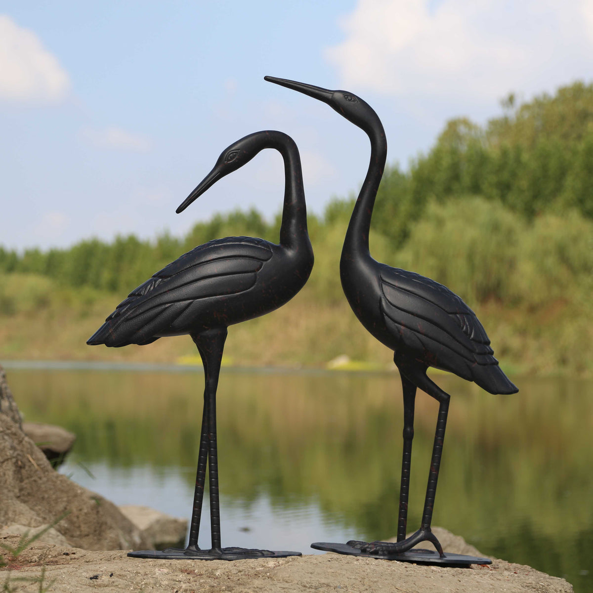 Crane Pair - Antique Bronze