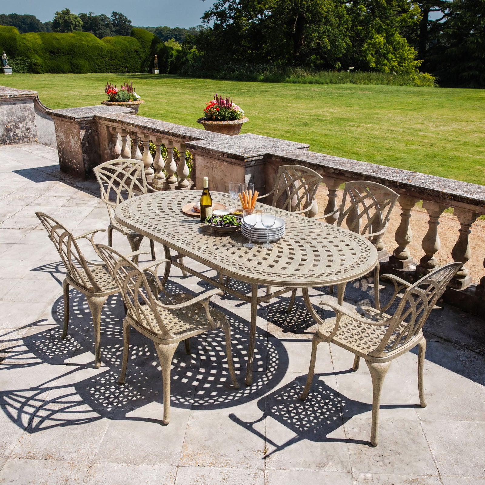 Catherine Table 8 Seater Set - Sandstone