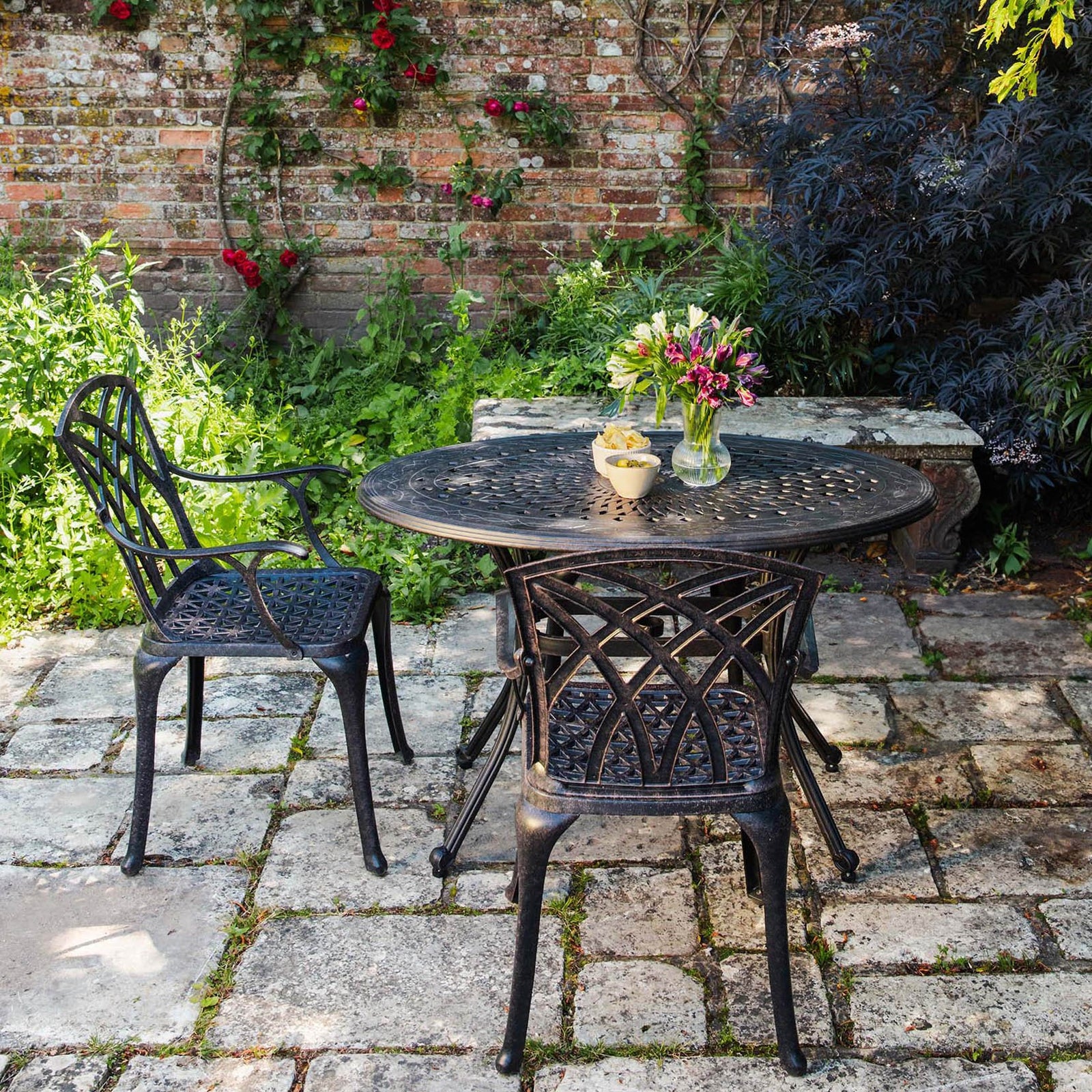 Daisie Oval Table 2 Seater Set - Antique Bronze