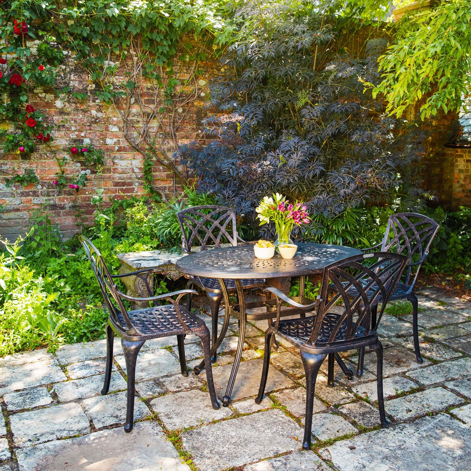 Daisie Oval Table 4 Seater Set - Antique Bronze