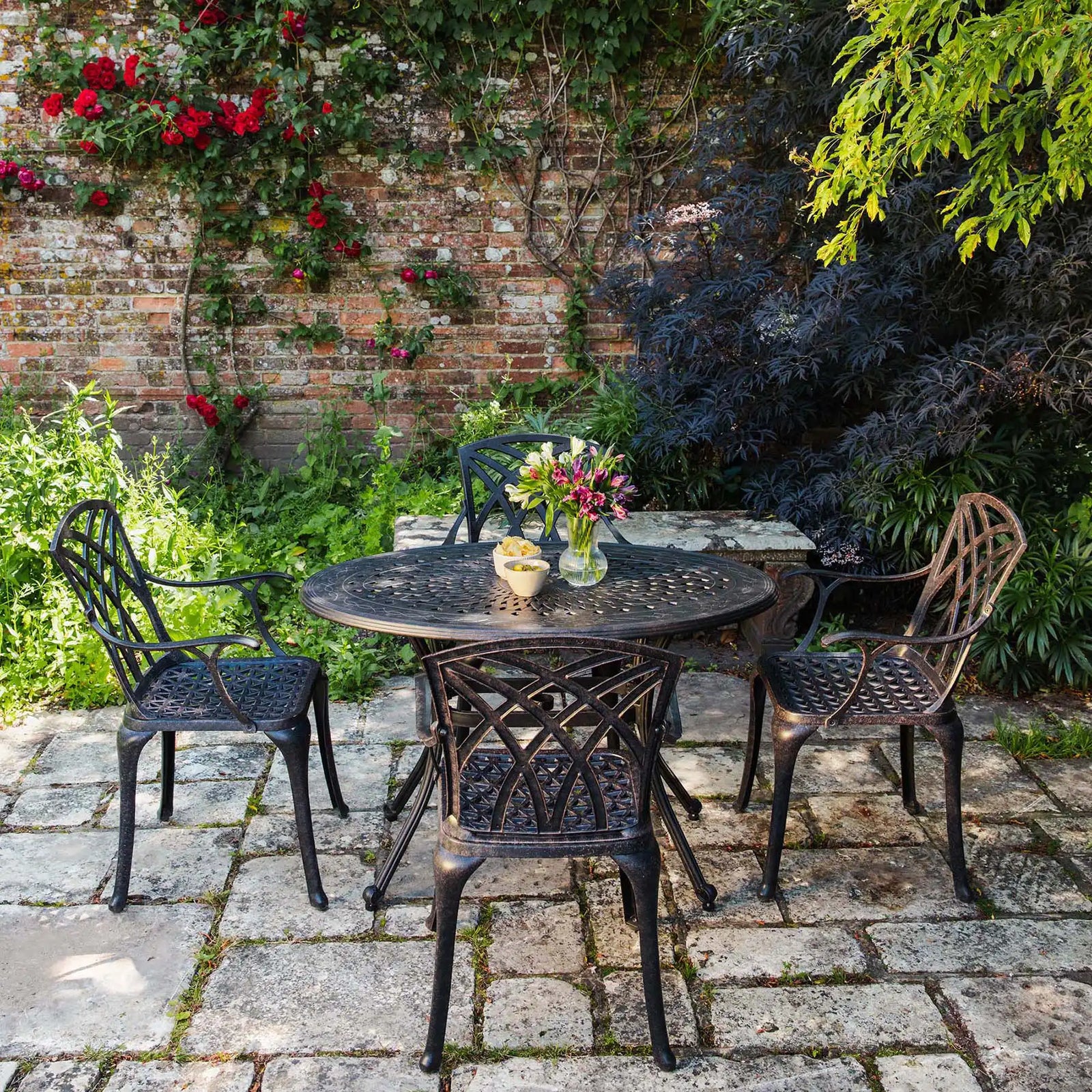 Daisie Oval Table 4 Seater Set - Antique Bronze