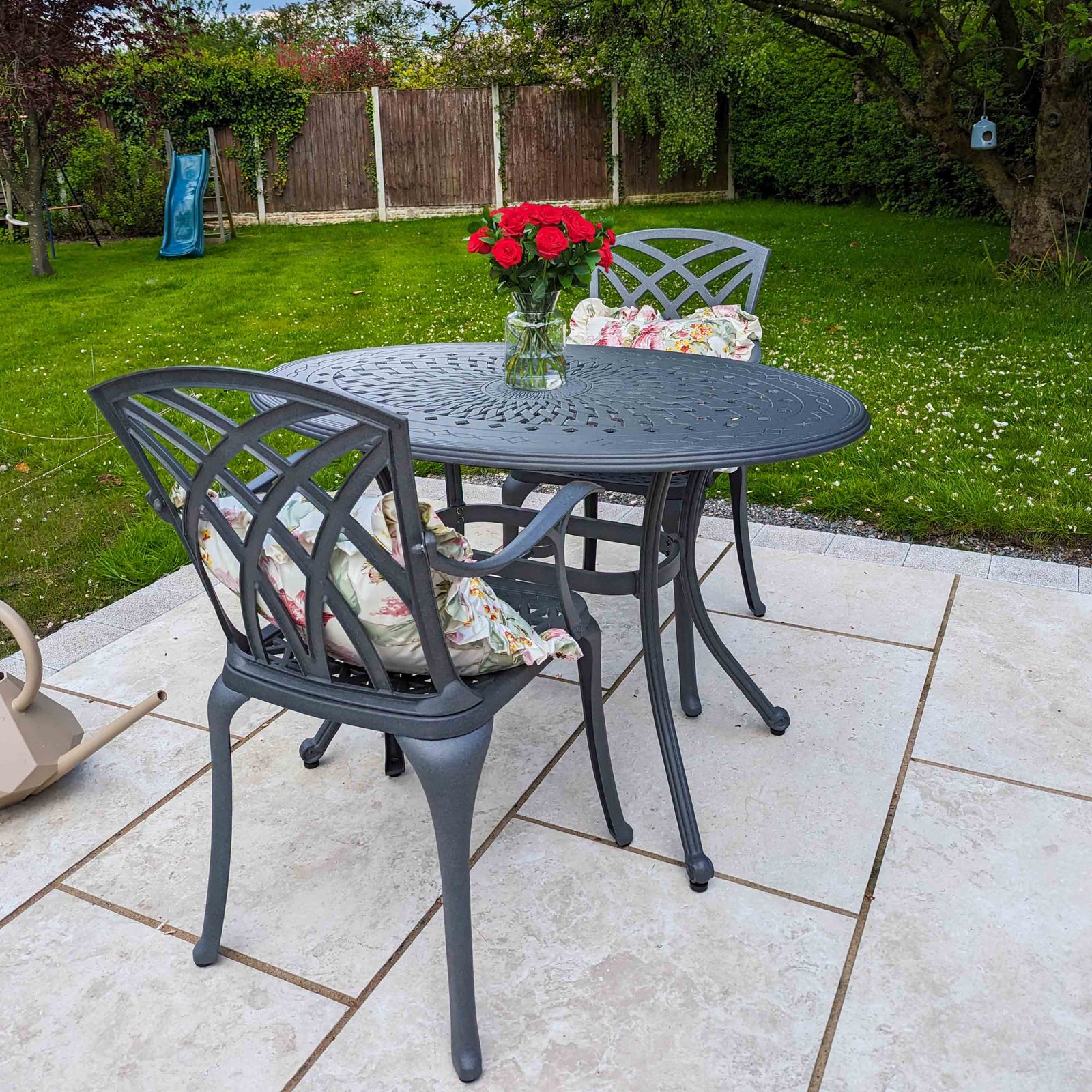 Daisie Oval Table 2 Seater Set - Slate Grey