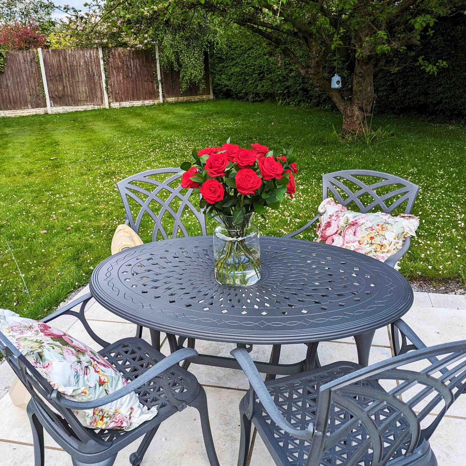 Daisie Oval Table 4 Seater Set - Slate Grey