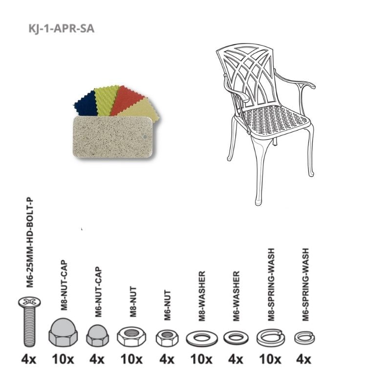 Set Of Fixings For April / Rose / Emma Chair KaiLian Sandstone