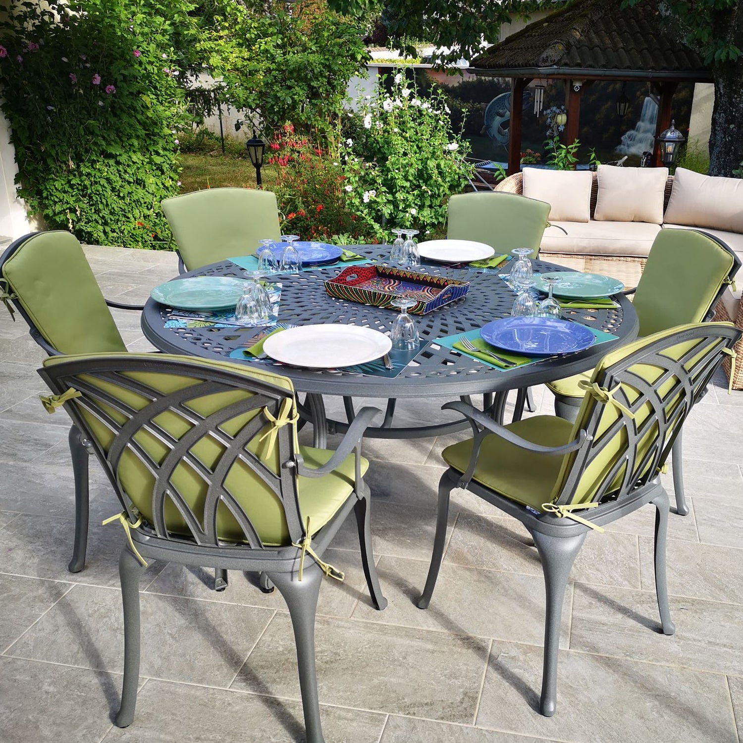 Frances Table 6 Seater Set - Slate