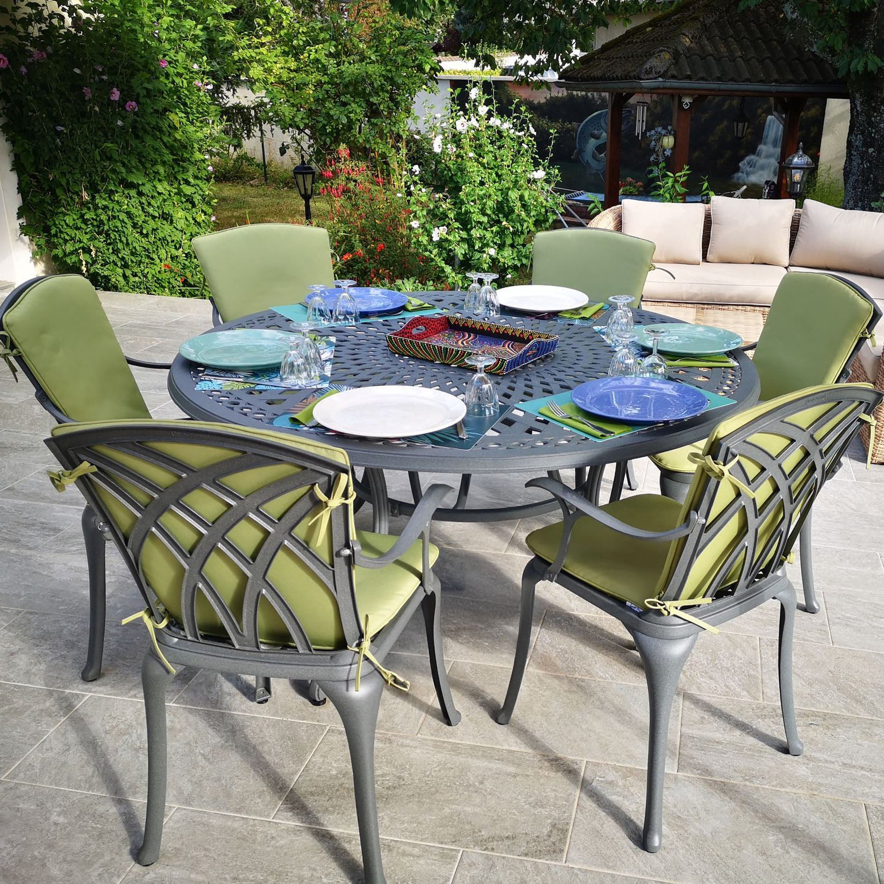 Frances Table 6 Seater Set - Slate