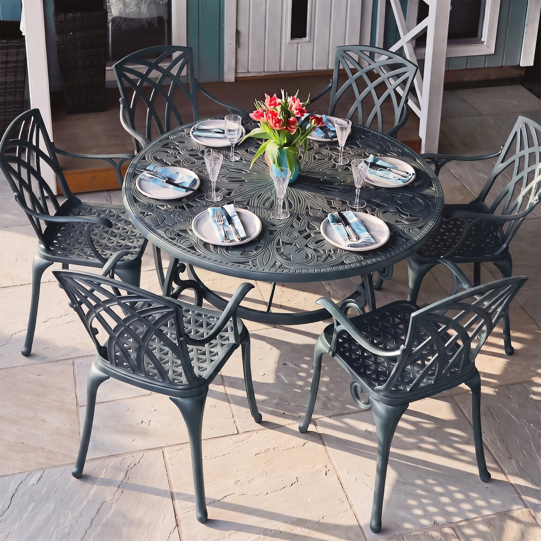 Joyce Table 6 Seater Set - Slate Grey
