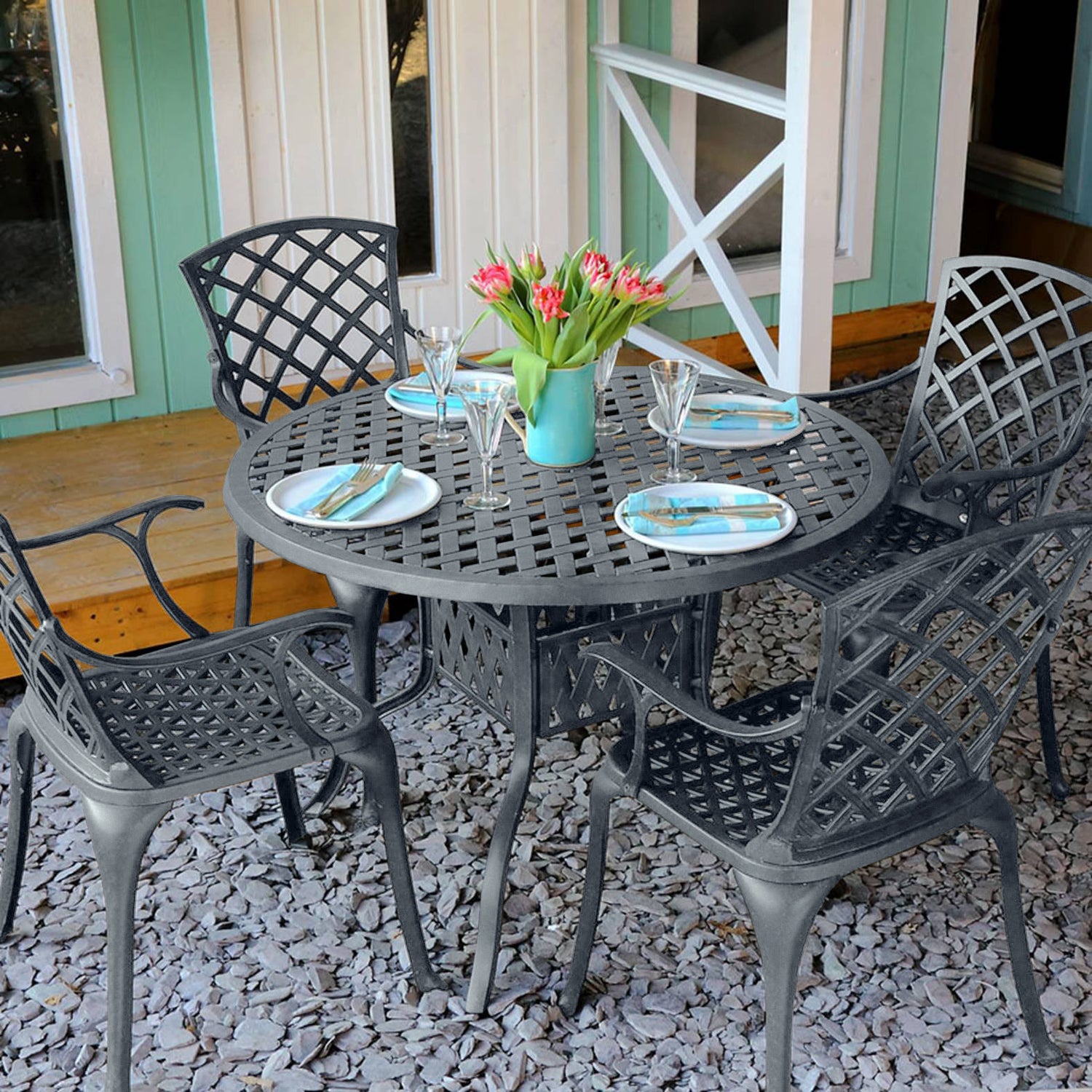 Lisa Table 4 Seater Set - Slate