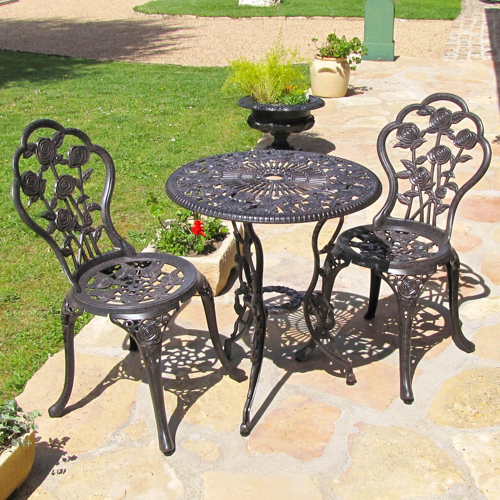 London Rose Bistro 2 Seater Set - Antique Bronze