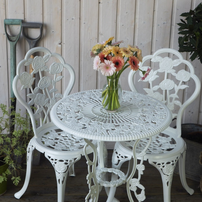 London Rose Bistro Set 2 Seater Set - White