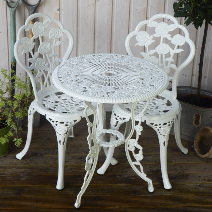 London Rose Bistro 2 Seater Set - White
