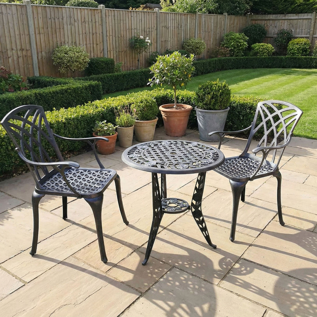 Rose Table 2 Seater Set - Antique Bronze