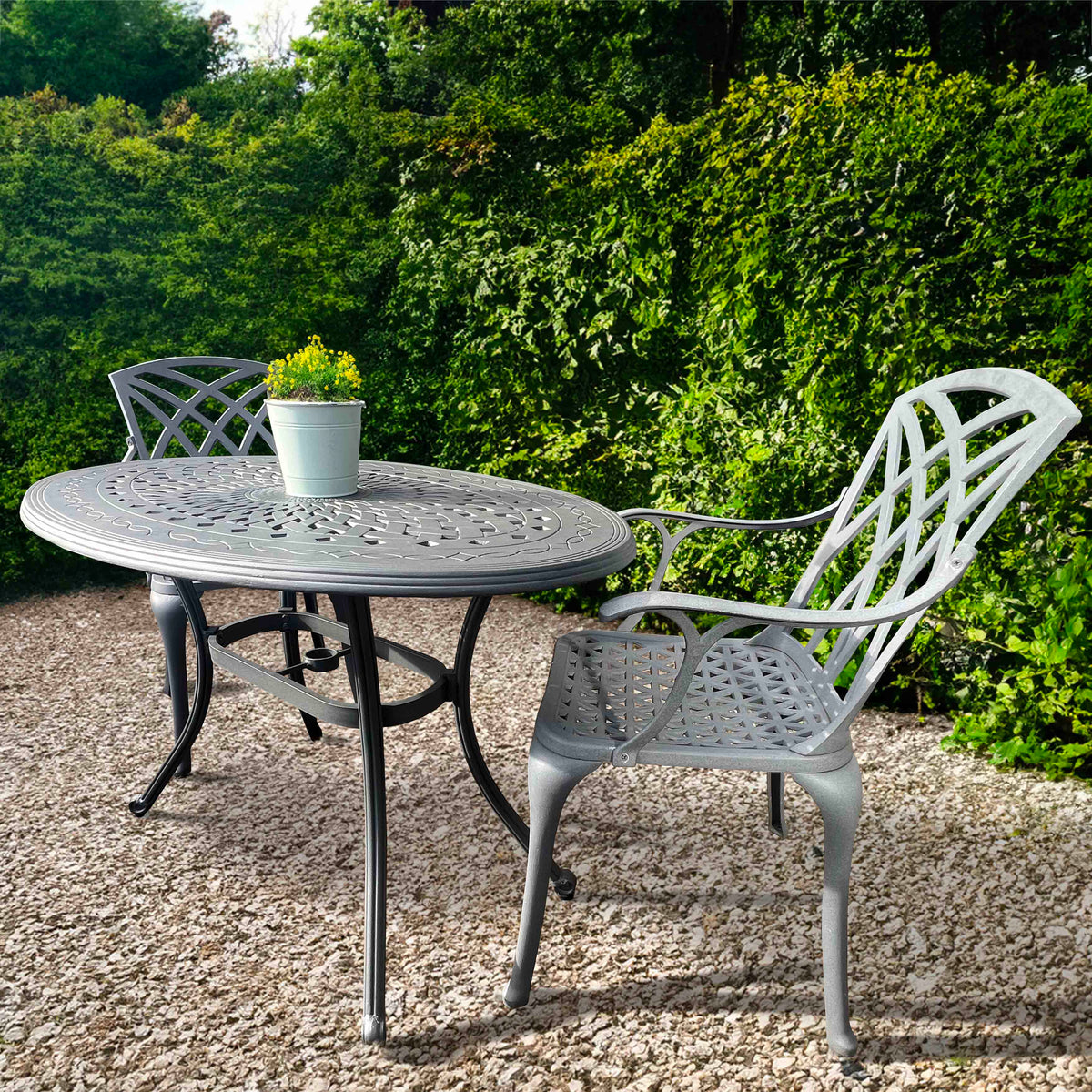 Daisie Oval Table 2 Seater Set - Slate Grey