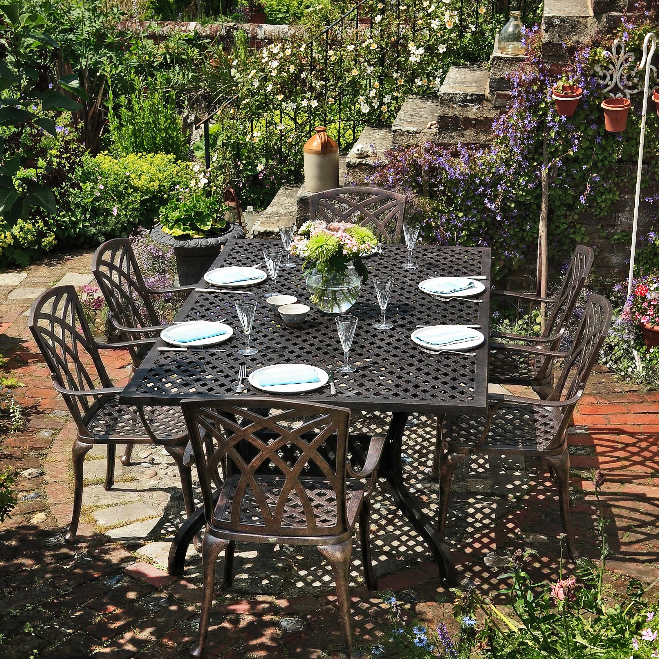 Sophia Table 6 Seater Set - Antique Bronze