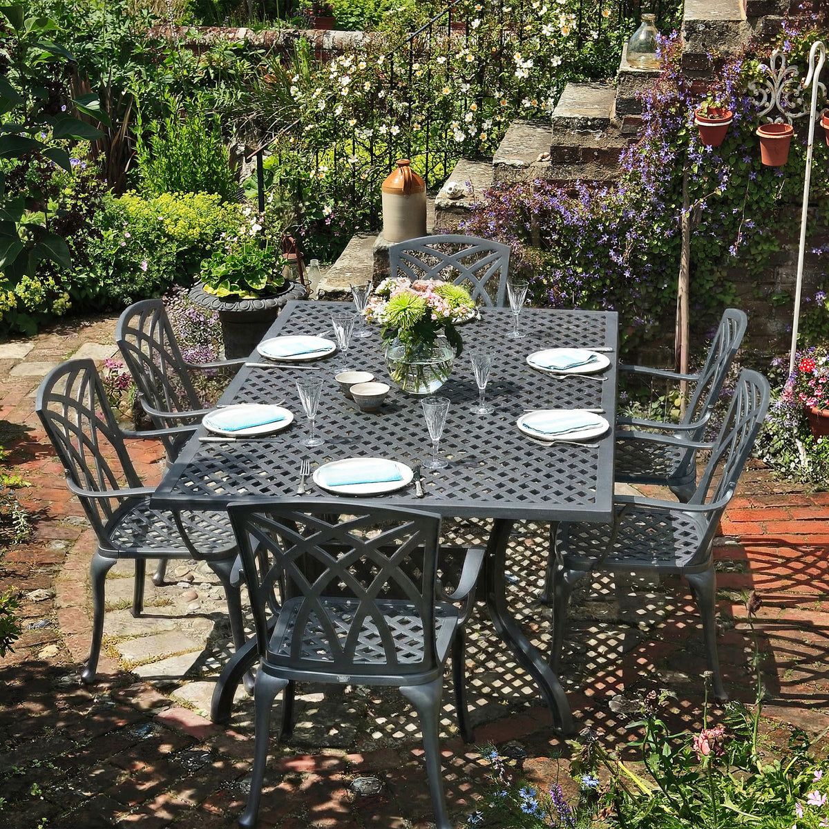 Sophia Table 6 Seater Set - Slate Grey