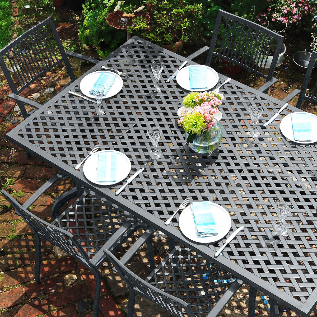 Sophia 12 Seater Garden Table Set, Slate Grey | Lazy Susan