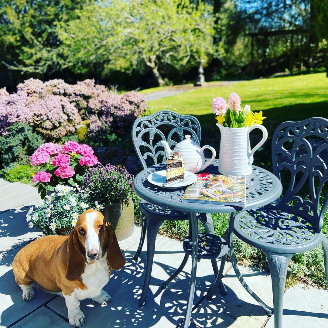 Tulip Bistro Garden Set Seater Slate Grey Lazy Susan