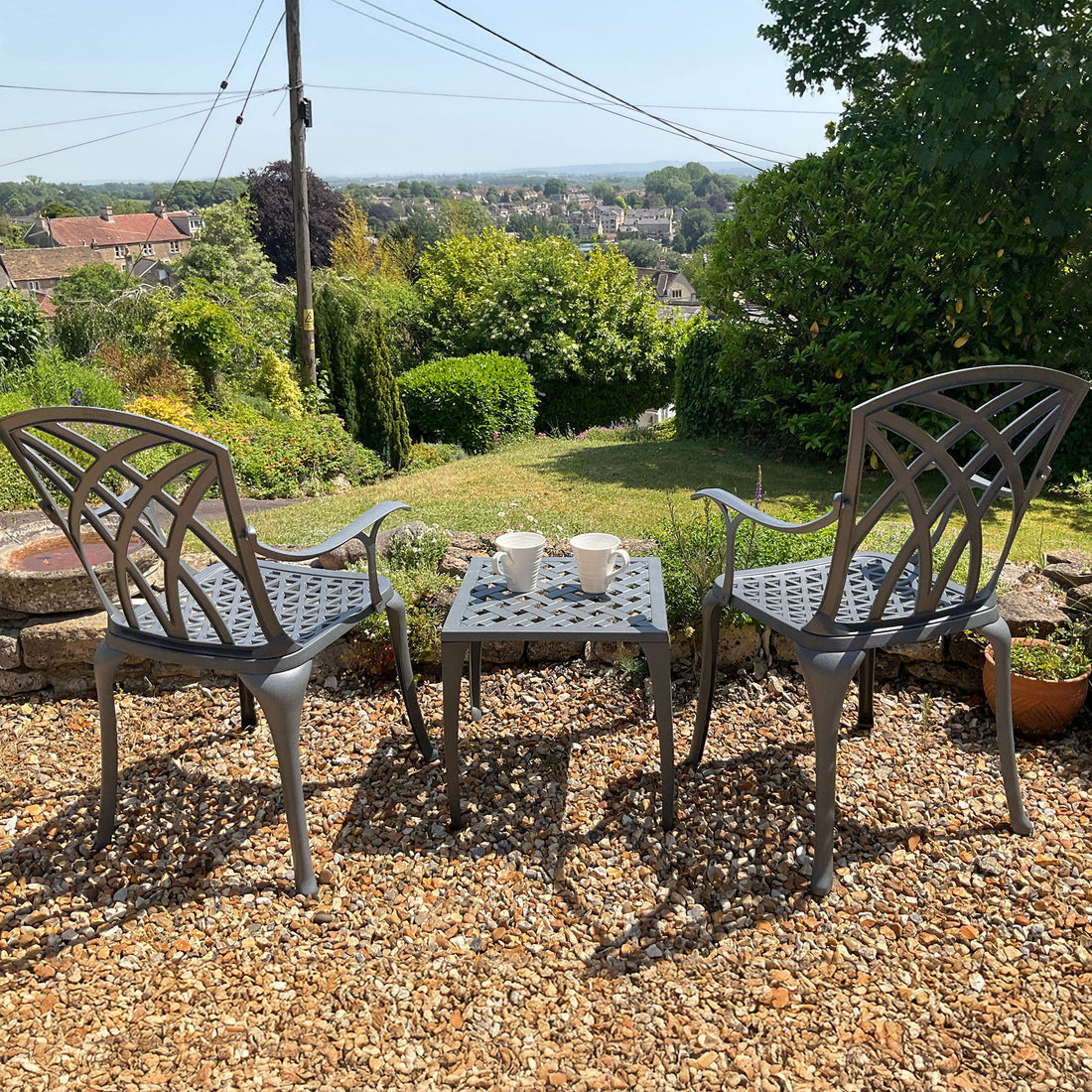 Willow Table 2 Seater Set - Slate Grey