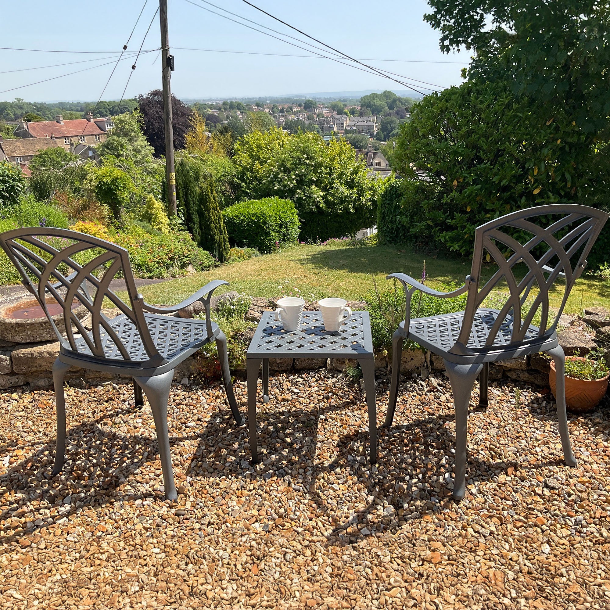 Willow Table 2 Seater Set - Slate Grey