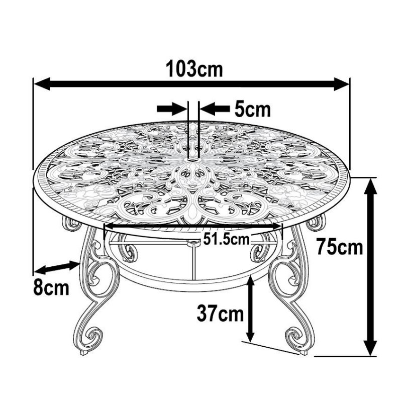 Flora Table 4 Seater Set - White
