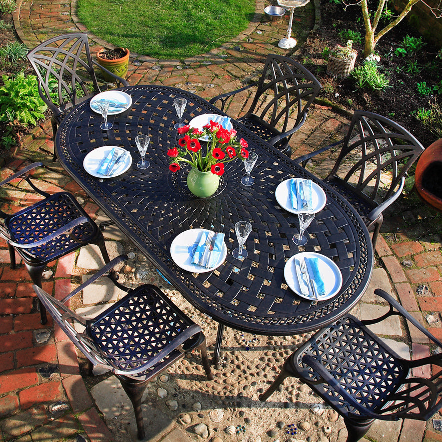 Catherine Table 8 Seater Set - Antique Bronze