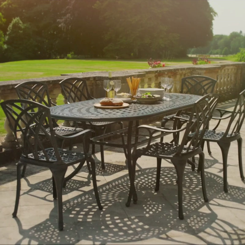 Catherine Table 6 Seater Set - Antique Bronze