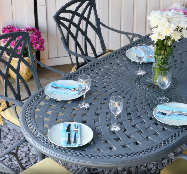 Catherine Table 6 Seater Set - Slate