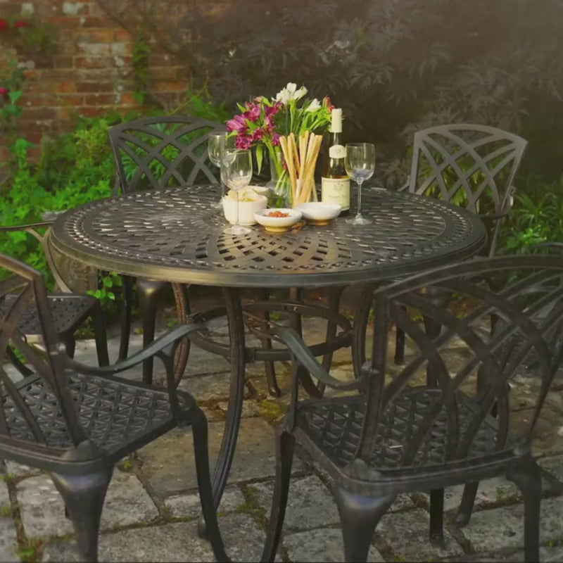 Alice Table 6 Seater Set - Antique Bronze