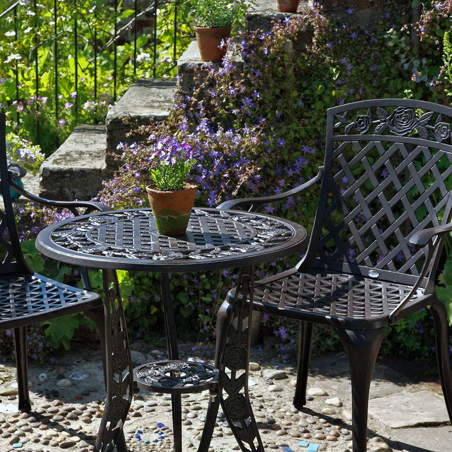 Rose Table 2 Seater Set - Antique Bronze