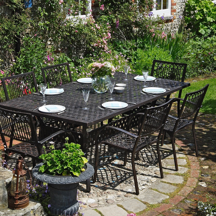 Seater Black Iron Patio Table Phi Villa 6-Seat Outdoor Metal